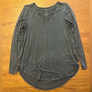 American Eagle Outfitters Blue Asymmetrical Long Sleeve Tunic